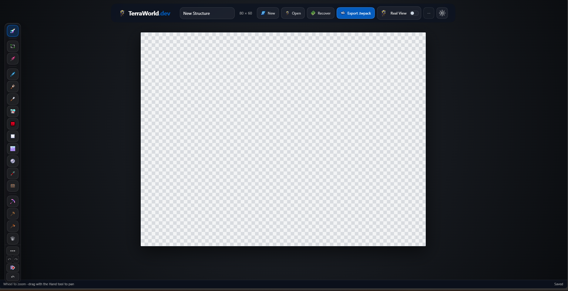Structure Studio canvas and Terraria editing tools