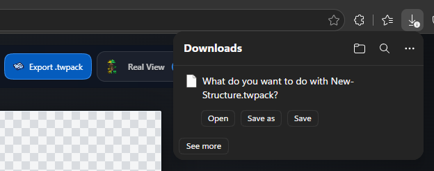 Export twpack button in Structure Studio
