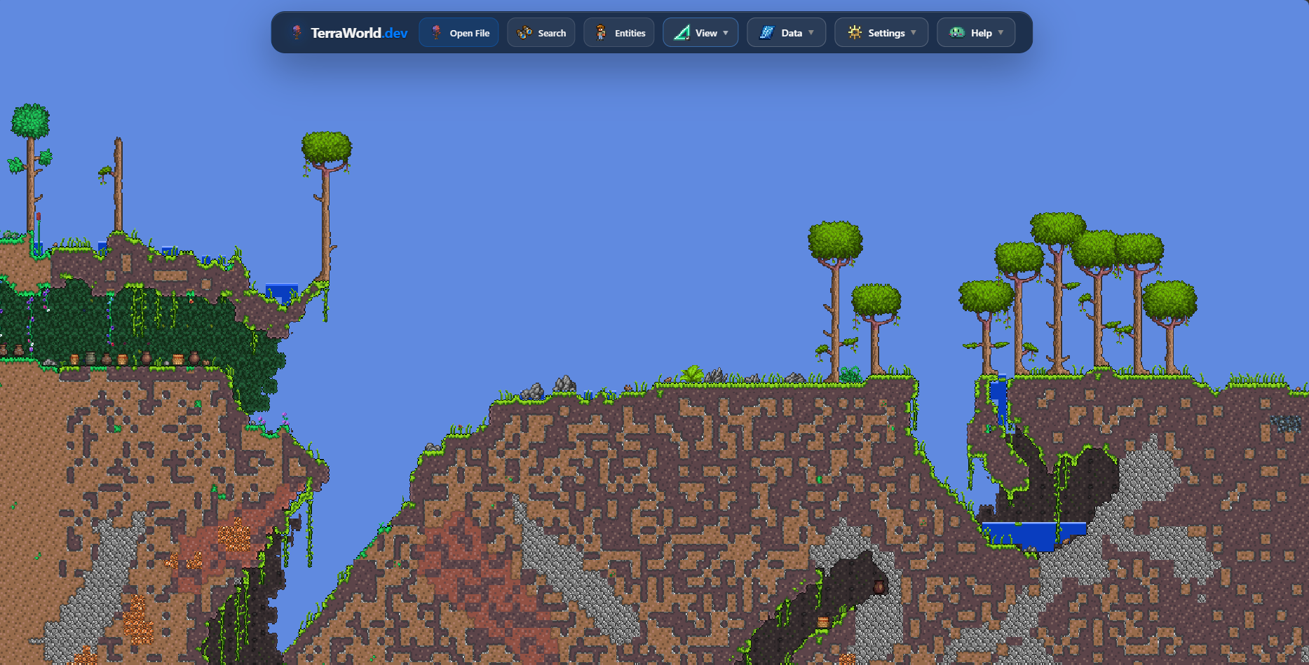 World Terraria được hiển thị bằng texture trong Real View