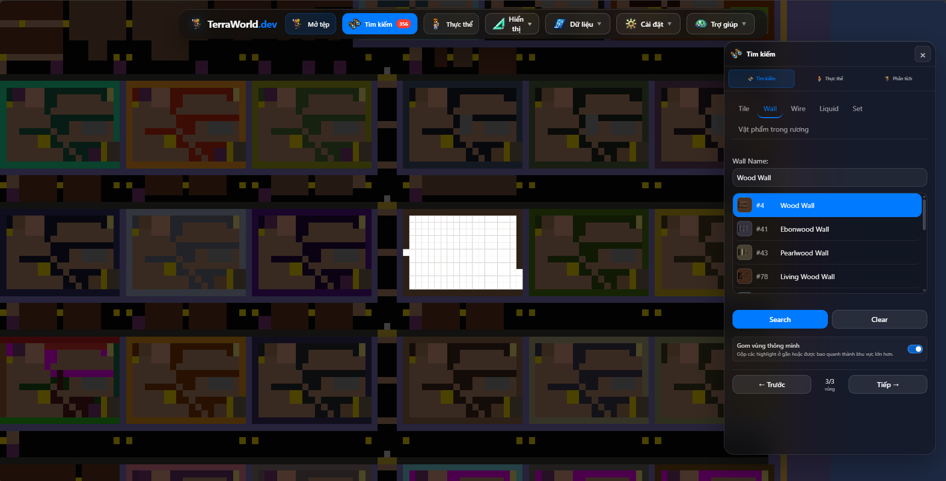 Tìm và highlight một loại wall Terraria