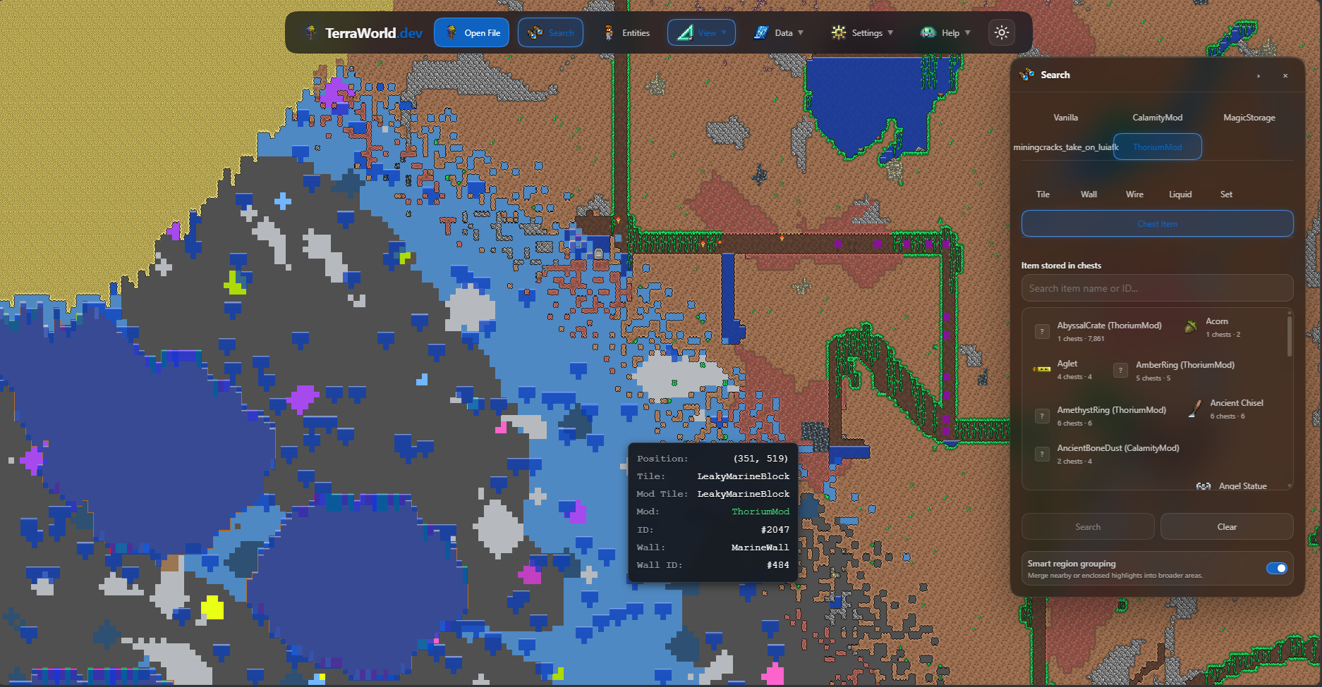Basic tModLoader support with colored mod tiles and missing mod item icons