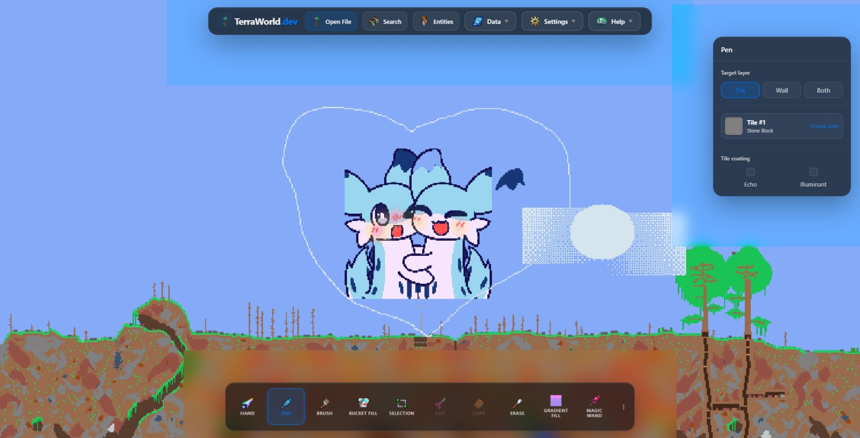 Pixel art result preview in TerraWorld